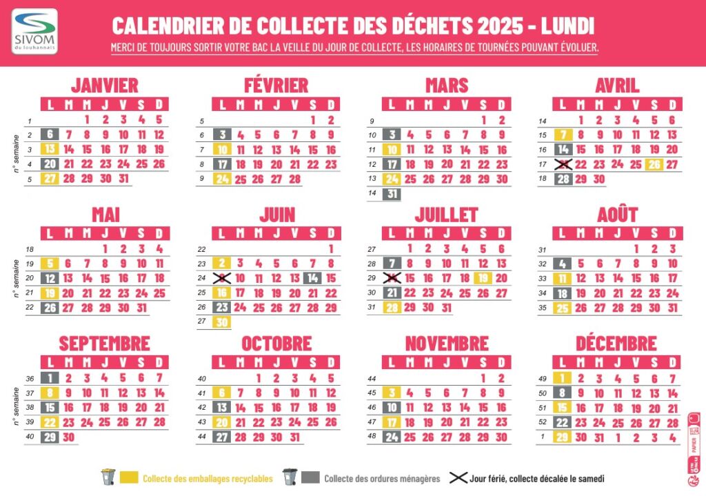 Calendrier Collecte SIVOM - 2025